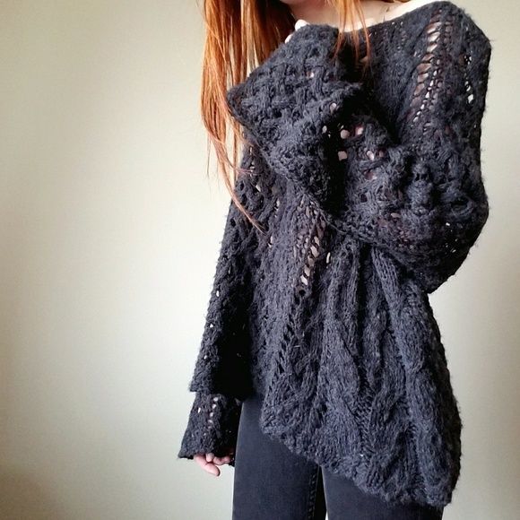 Free People Sweaters - Free People Charcoal Bell Sleeve Sweater Size XS